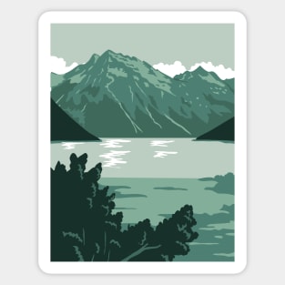 Lake Clark National Park and Preserve in Anchorage Alaska United States WPA Poster Art Color Sticker